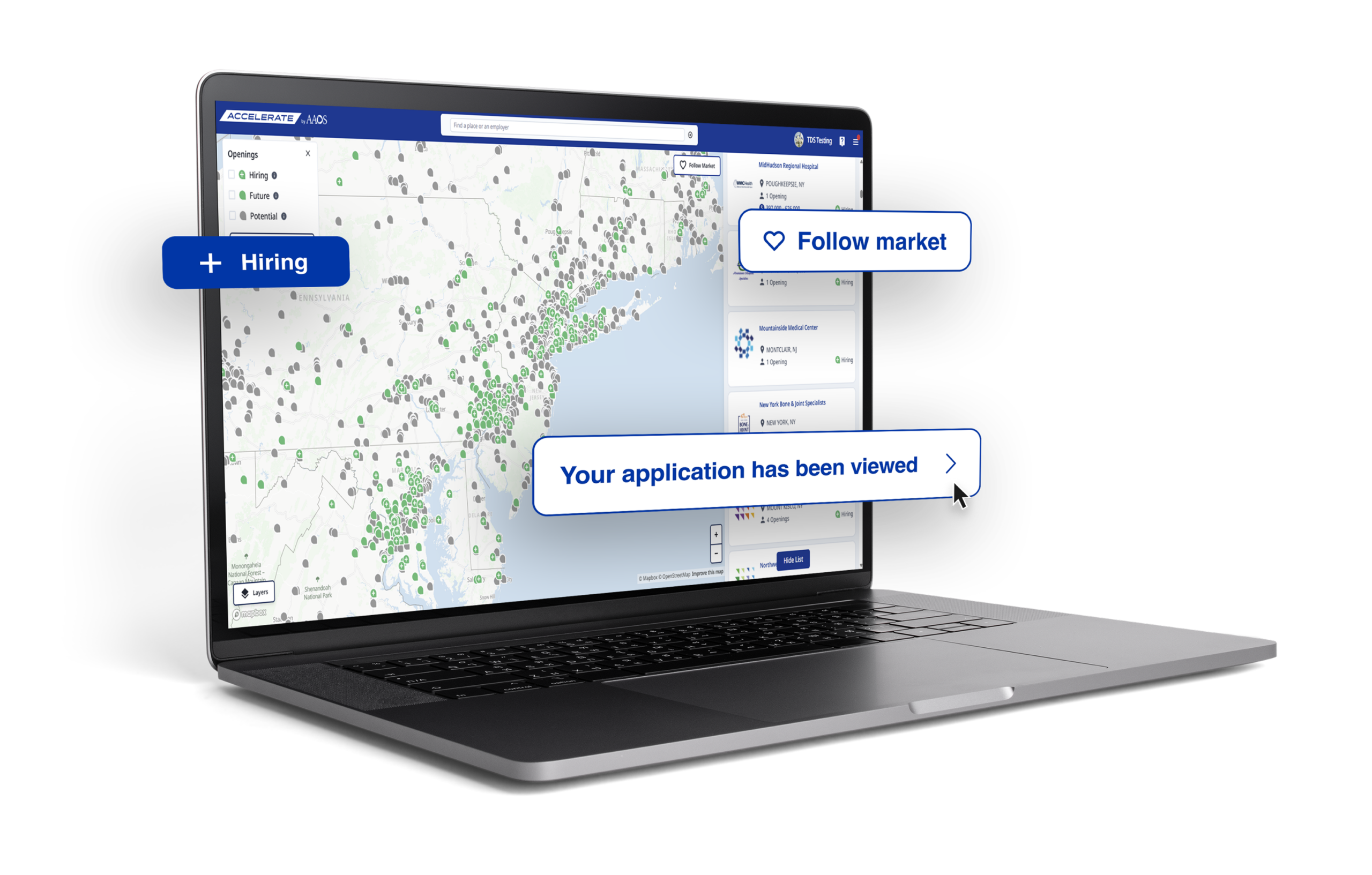 AAOS ACCELERATE career map — desktop view on MedGeo platform