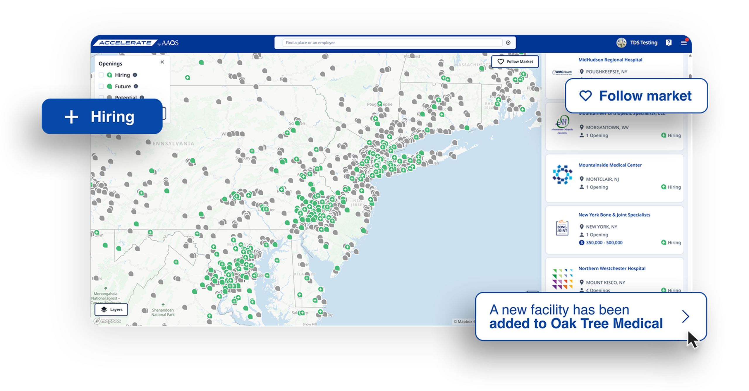 ACCELERATE by AAOS Orthopaedic Surgeon Jobs Map